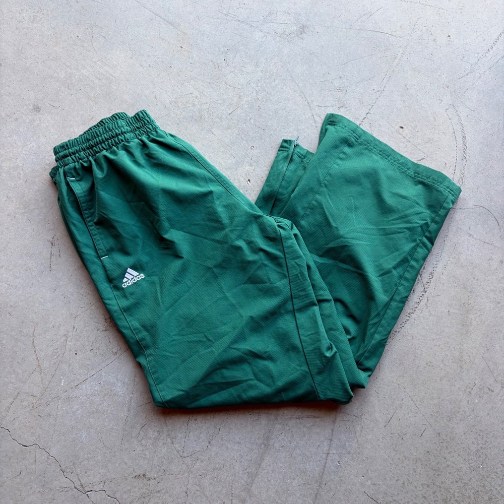 Vintage Adidas Y2K Green Ripstop Wind Pants Mens 2XL Wide Leg Track Pants